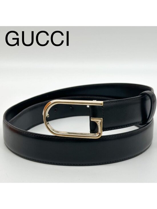 Gucci Vintage Belt Gold and Black Leather main image 7